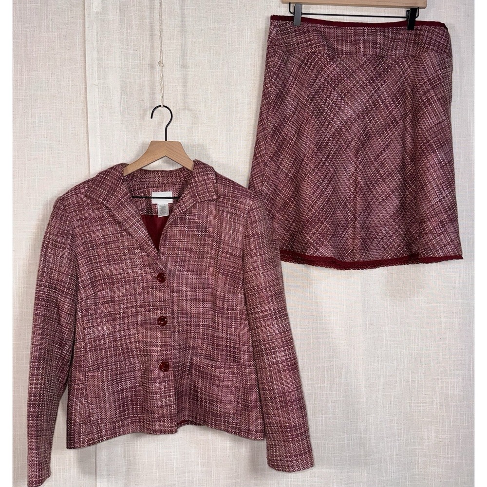Jaclyn Smith‎ Tweed Suit Set Women's Sz 18 Blazer Skirt Career Academia